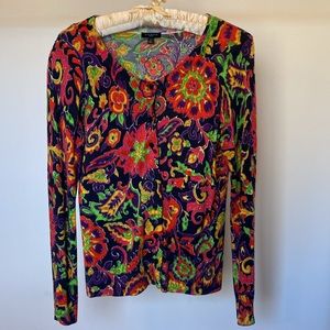 Talbots Womens Petite patterned cotton cardigan